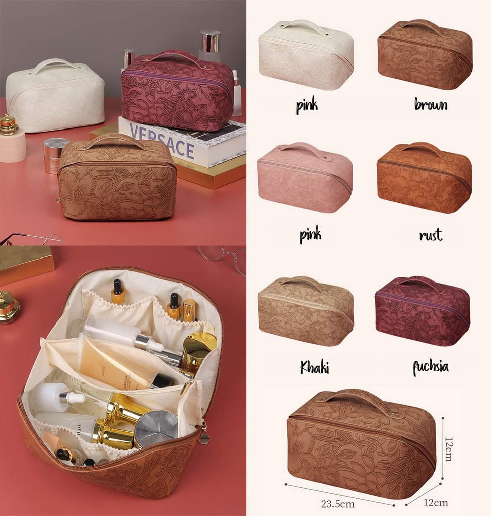 Tooled Floral PU Leather Make Up Bags *Ready to ship* Sunflower