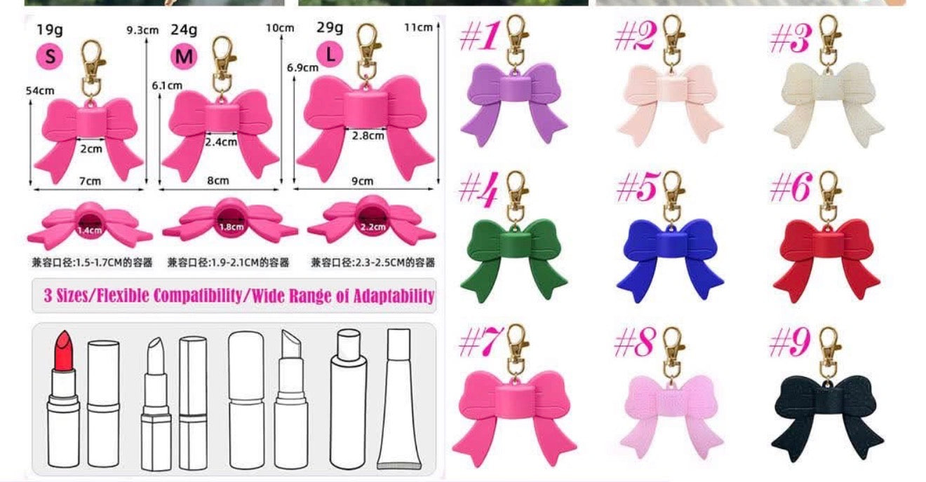 Chapstick/lipglass bow holder keychain (END MAY)