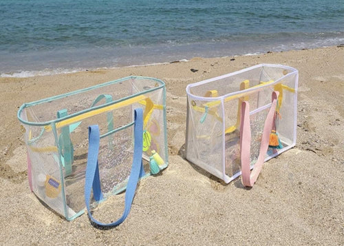 Pink plastic beach tote pink*