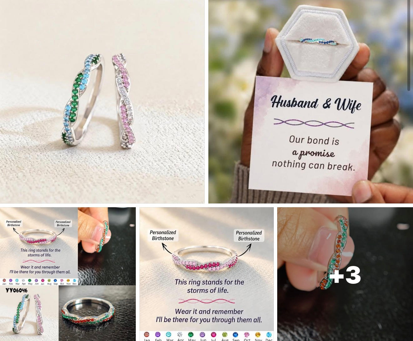 Personalized birthstone rings (end September)