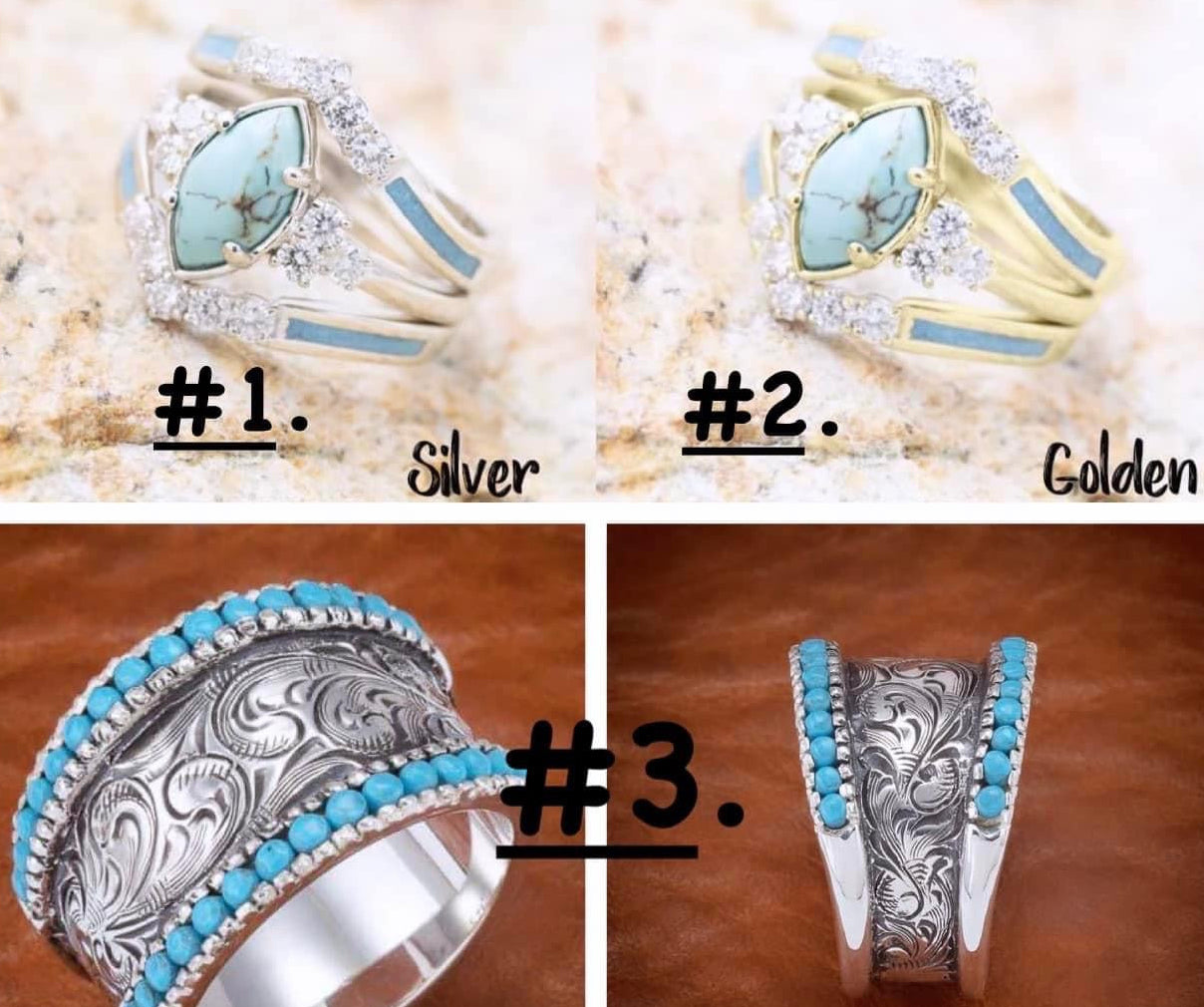 Sent at random faux turquoise rings