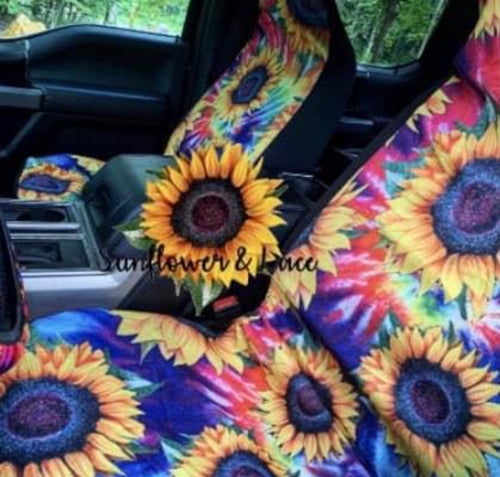 Tie dye sunflower seat cover *set of 2*