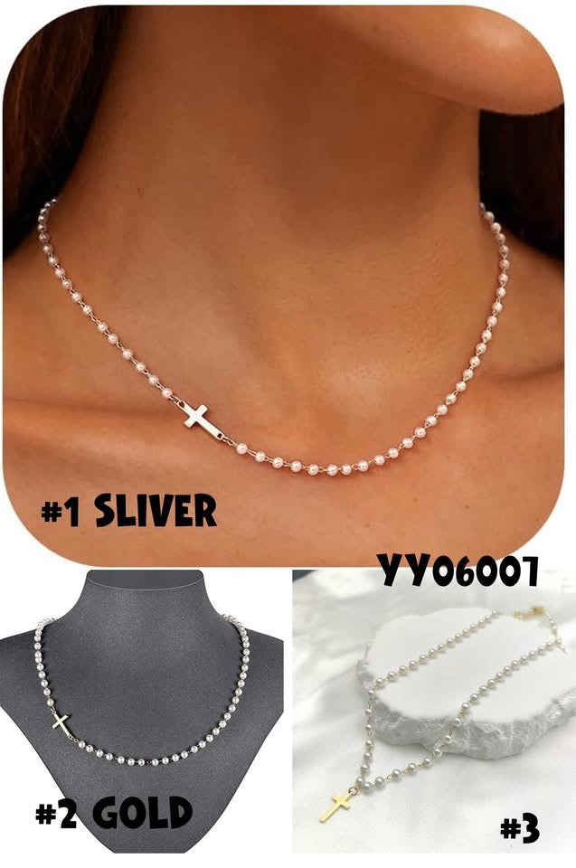 Cross pearl necklace (end August)