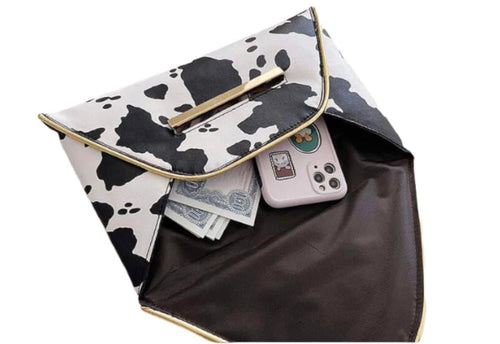 Cow print clutch